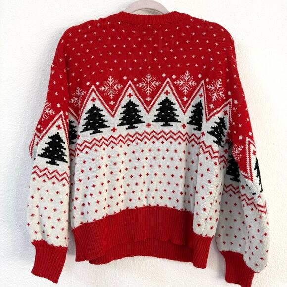 COCA COLA Polar Bear Christmas Sweater Red Holiday Graphic Knit Unisex M Retro - Picture 4 of 5